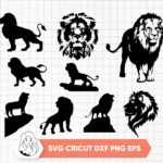 Lion SVG Cut Files, Vector Lion Silhouette Lion Head Black