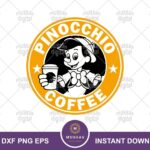 Pinocchio SVG Cut Files, PNG coffee