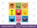 Sesame Street Monsters Face SVG Vector