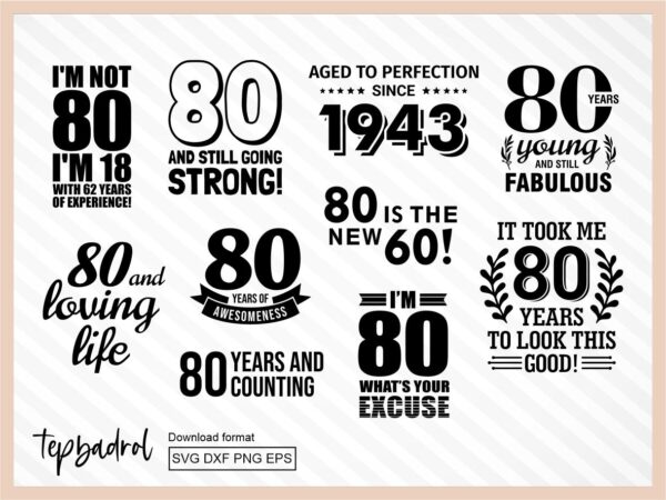 turning 80 svg bundle, 80th birthday design shirt