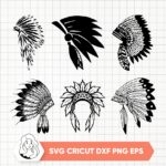 Headdress SVG Bundle, Headdress Silhouette SVG Headdress Feathers