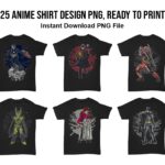 25 Anime Shirt Design PNG, Ready to Print, Anime DTF DTG