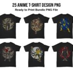 25 Anime T-Shirt Design PNG Part 2, Ready to Print Bundle