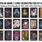 50 Popular Anime T-Shirt Design PNG for DTF or DTG, Ready to Print AI EPS Files