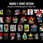 Mario T-Shirt Design PNG, Ready to Print Bundle