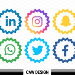 Social Media Icon SVG, Whatsapp, Instagram, Twitter, Linkedin, Facebook