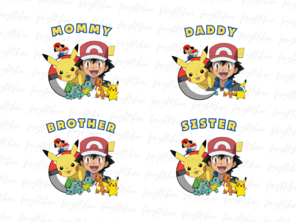 t-shirt family Pokemon Sublimation Design