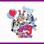 3rd Birthday Bluey Cake Topper, Shirt Design, PNG, EPS, Bluey Vector