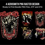 4 Aerosmith PNG Raster Design for DTF & DTG Print Only