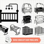 Baby Crib SVG Bundle, 9 Baby Crib Silhouette Clip Art, PNG