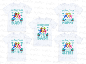 Baby Shark Family Shirt, 1 Birthday Matching Shirt PNG Files