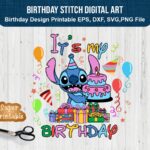 Birthday Stitch Digital Art - Celebrate with 'It's My Birthday' Design SVG