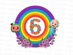 Kids Cocomelon Birthday Party 6 PNG, Transparent Background, DTF, DTG File (2)