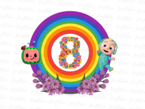 Kids Cocomelon Birthday Party 8 PNG, Transparent Background, Coco Melon DTF, DTG File Design