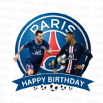 PSG Messi Mbappe Cake Topper PNG, PSG Happy Birthday PNG