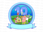 SpongeBob Digital Cake Topper PNG, 10th Birthday Cake Template File