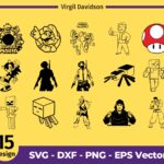 Video game characters 90s old-school SVG Sega Streetfighter Fallout Battle Grounds PNG EPS