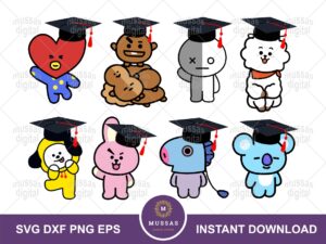 bt21 graduation svg, png, vector, bts school