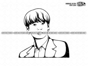 bts jeon jungkook vector art, bts svg, high quality vector line