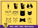 cat, kitten svg, cute cat clipart, cartoon cat, cat head