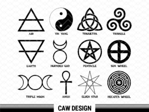 pagan symbols for the elements, pagan svg, yin yang, air clip art