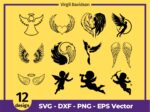 Angel Wings SVG Bundle, Cupid Silhouette, Wings, Angel Wings Vector