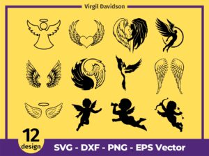 Angel Wings SVG Bundle, Cupid Silhouette, Wings, Angel Wings Vector