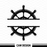 Boat split ship wheel monogram svg