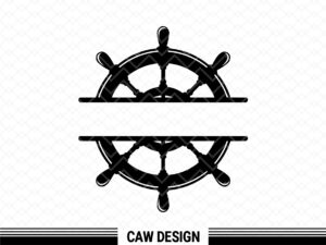 Boat split ship wheel monogram svg