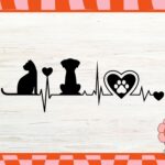 Cat dog heartbeat cricut svg pets lover design