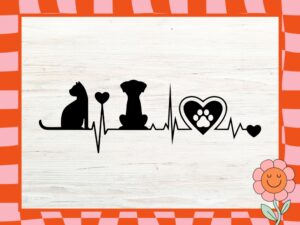 Cat dog heartbeat cricut svg pets lover design