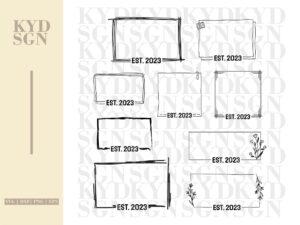 Est 2023 Frame Rectangle Template SVG, Clip Art, PNG Bundle