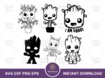 Groot SVG Bundle, Outline Baby Groot Cut File, PNG, EPS