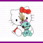 Hello Stitch Kitty SVG Clipart, Hello Kitty with Stich Doll Horror