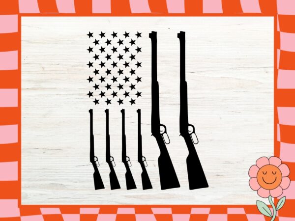 Hunting SVG American Flag GUN Vector PNG