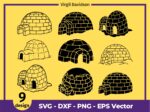 Igloo SVG Bundle, Igloo Silhouette, Ice House Svg, Polar Snow Clipart