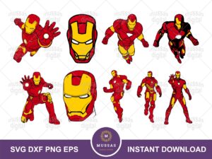 Iron Man SVG Bundle, Layered Cartoon Cricut Silhouette Cameo