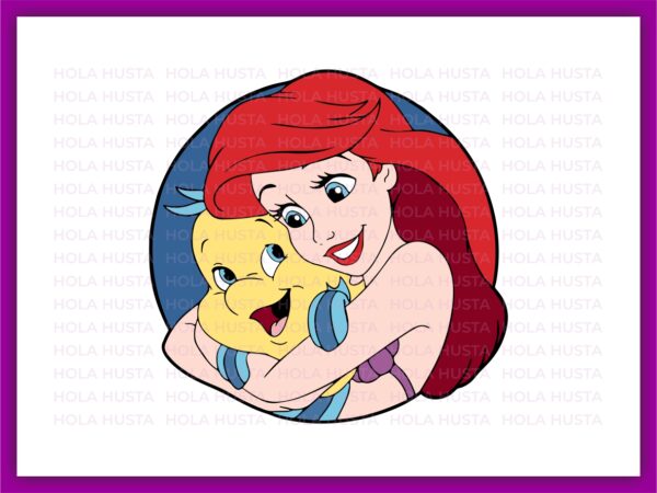 Little Mermaid and Flounder SVG Ariel Mermaid Princess