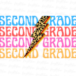 Second Grade Lightning bolt Png, 2nd Grade Teacher Sublimation Design