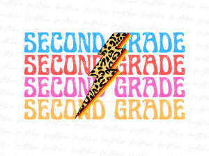 Second Grade Lightning bolt Png, 2nd Grade Teacher Sublimation Design