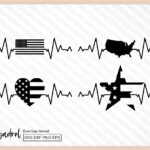 USA Heartbeat SVG Bundle Cricut DIY Craft American