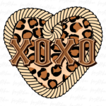 Western XoXo Leopard Heart Png, Xoxo PNG file