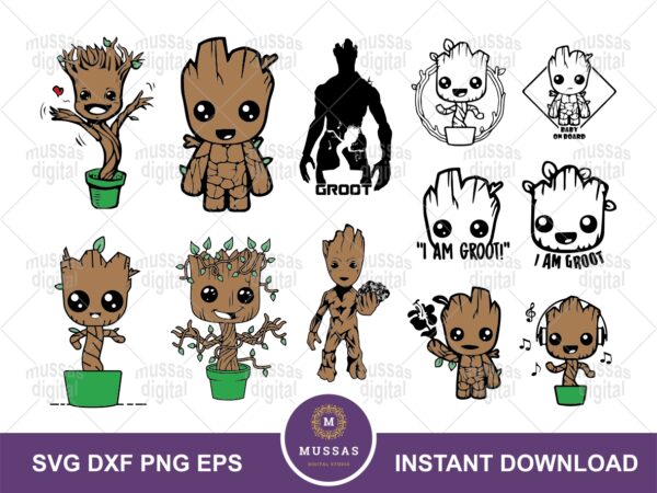 groot svg image, baby groot png, bundle, digital cut file, silhouette