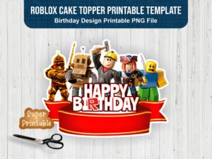 roblox cake topper printable template name, game block happy birthday