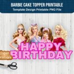 Barbie Cake Topper Printable, Doll Happy Birthday PNG