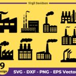 Clipart SVG Coal Power Plant Industry Smoke Power Plant Silhouette