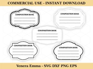 Composition Notebook Label svg, Notebook Label Template