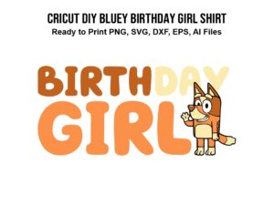 Cricut DIY bluey birthday girl shirt PNG, Sublimation, Vector file