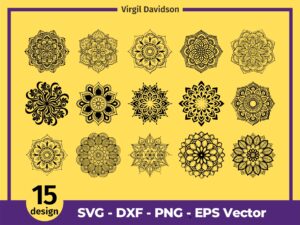 Mandala Cut File, Mandala Flower, Mandalas Clipart Bundle, Laser CNC Engraving