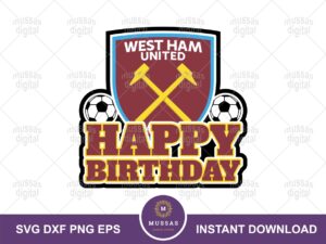 west ham birthday cake topper download, printable, png, eps vector